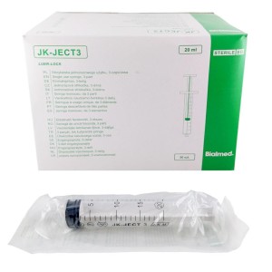 3-piece syringes JK-JECT3 20ml LUER LOCK breakable plunger ref. KM020LL (50 pcs)