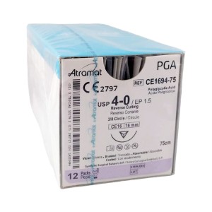 Szwy ATRAMAT PGA 4/0 CE-16 długość 75cm   igła 3/8 koło odwrotnie tnąca ref. CE1694-75 (12 szt.)