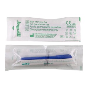 Marker (pisak) chirurgiczny do skóry      MEDBAR Z LINIJKĄ sterylny (1 szt.)
